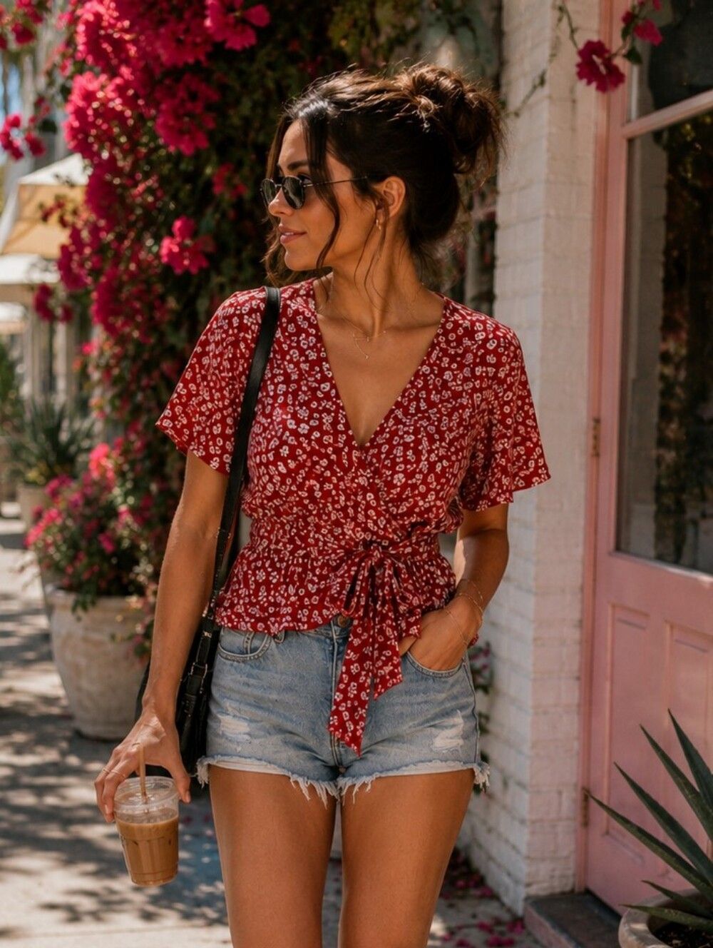 Shein floral Wrap Blouse